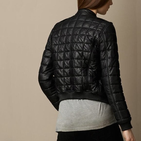 Burberry black leather down jacket - Picture 2 of 6